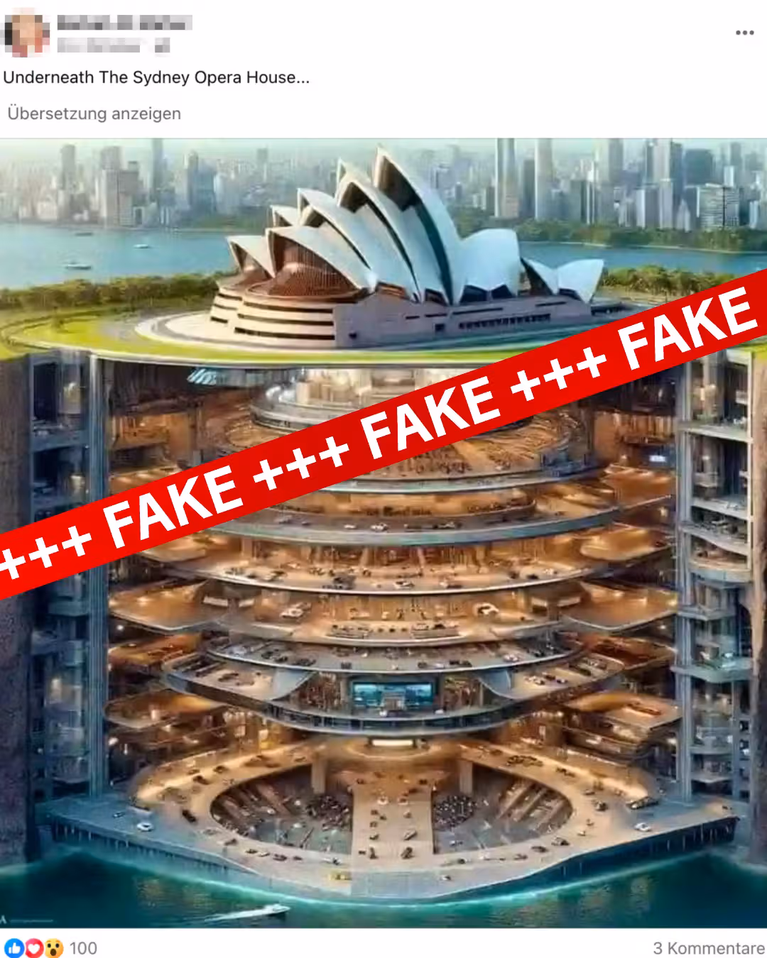 Dieses Bild kursiert seit einigen Wochen in den sozialen Medien. Doch es zeigt nicht die realen Bedingungen beim Sydney Opera House. Die Darstellung wurde mit künstlicher Intelligenz erstellt und stammt von den Betreibern der Seite Synthography Art, die auf KI-Kunst spezialisiert ist.