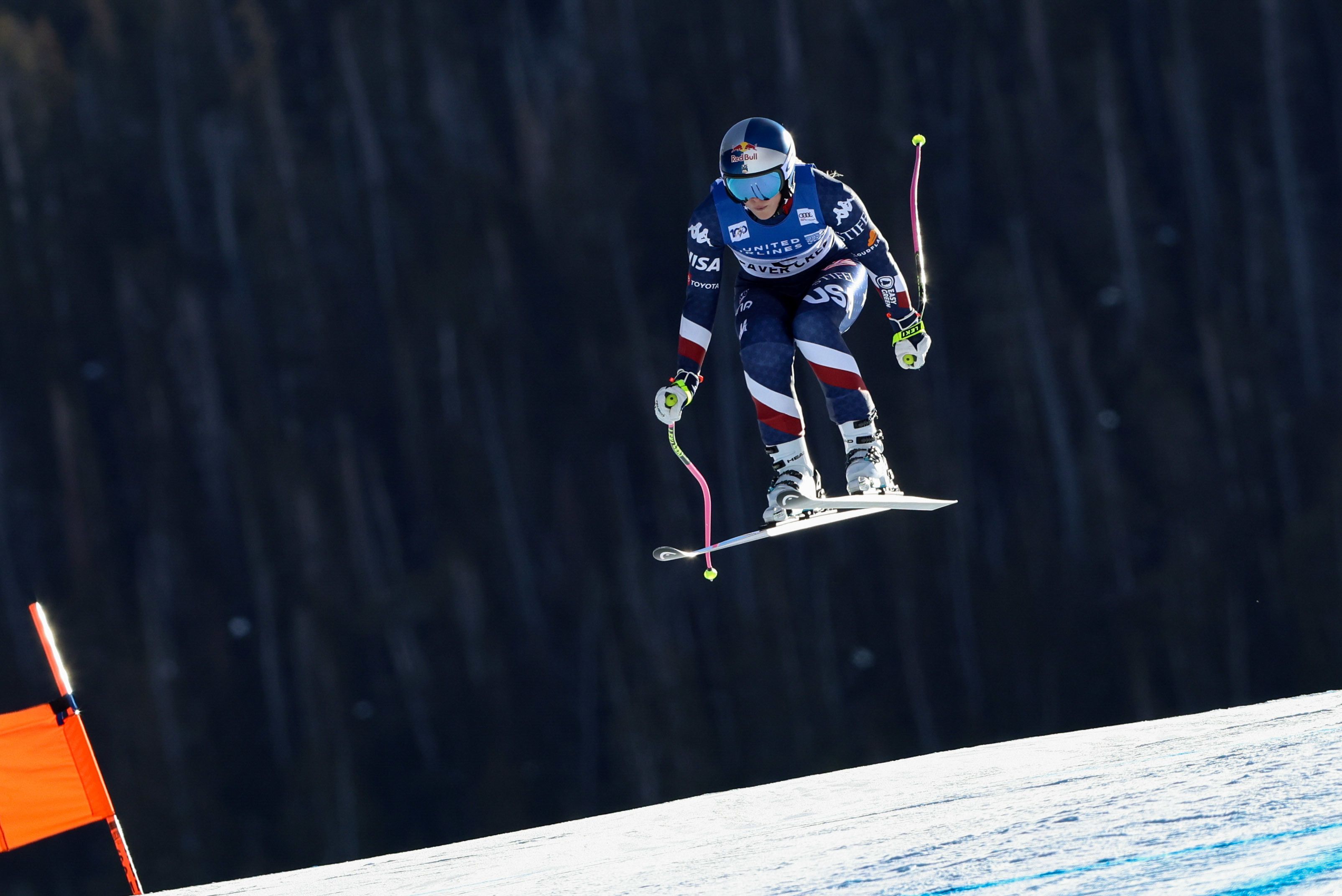Lindsey Vonn bei ihrer ersten Abfahrt auf einer Weltcuppiste seit dem ursprünglichen Rücktritt.