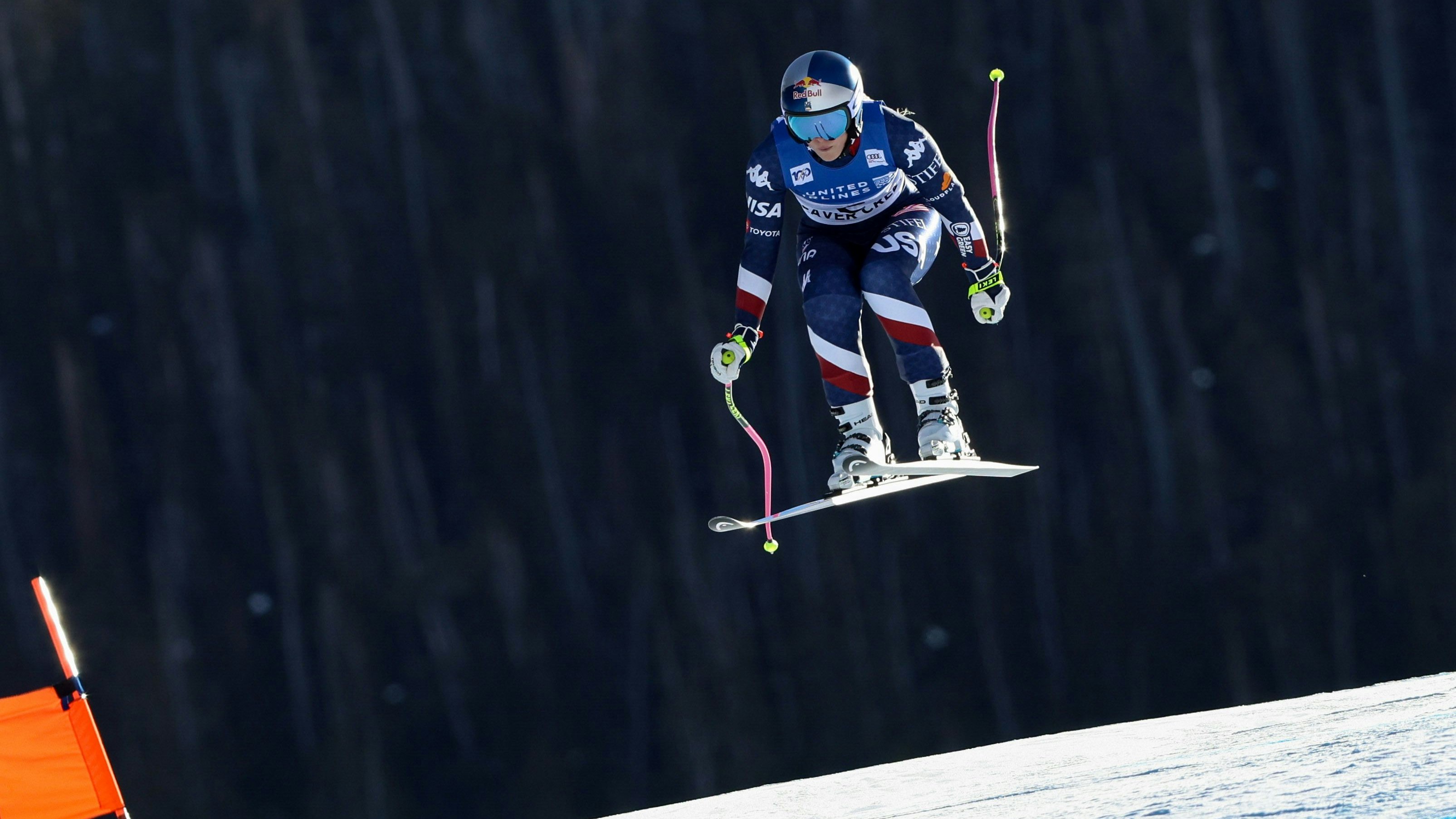 Lindsey Vonn bei ihrer ersten Abfahrt auf einer Weltcuppiste seit dem ursprünglichen Rücktritt.