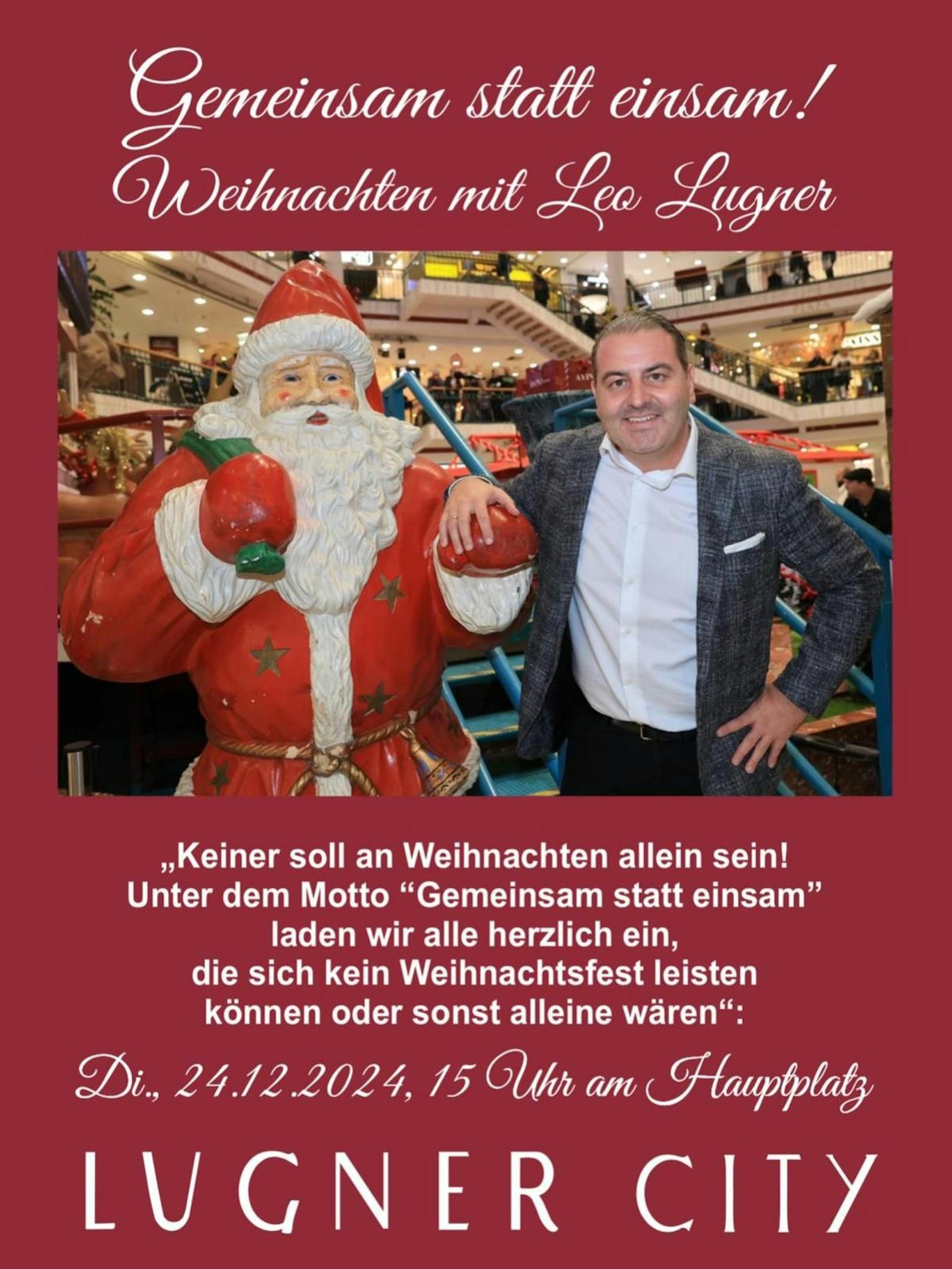 Leo Lugners Einladung zum Weihnachtsfest in der Lugner City