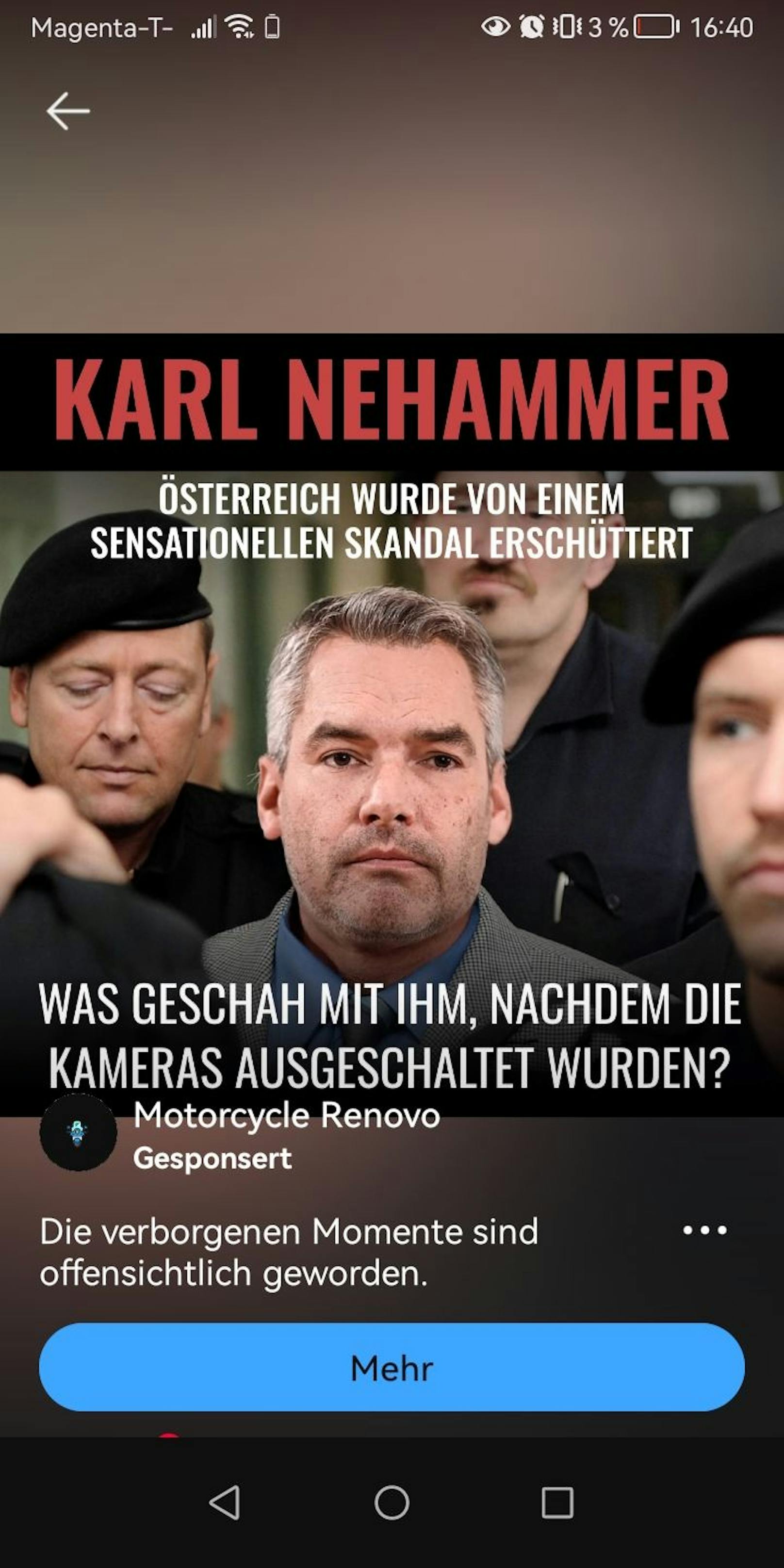 Bundeskanzler Karl Nehammer wird kurz vor Weihnachten 2024 von Cyberkriminellen für ihre Betrugsmasche missbraucht.