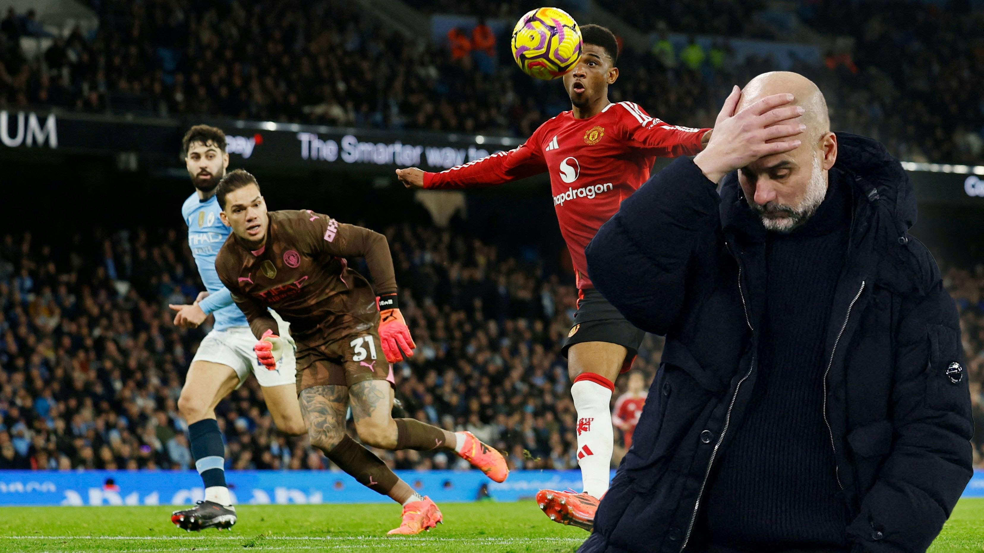 Pep Guardiola ist nach dem Selbstfaller im Manchester-Derby verzweifelt.