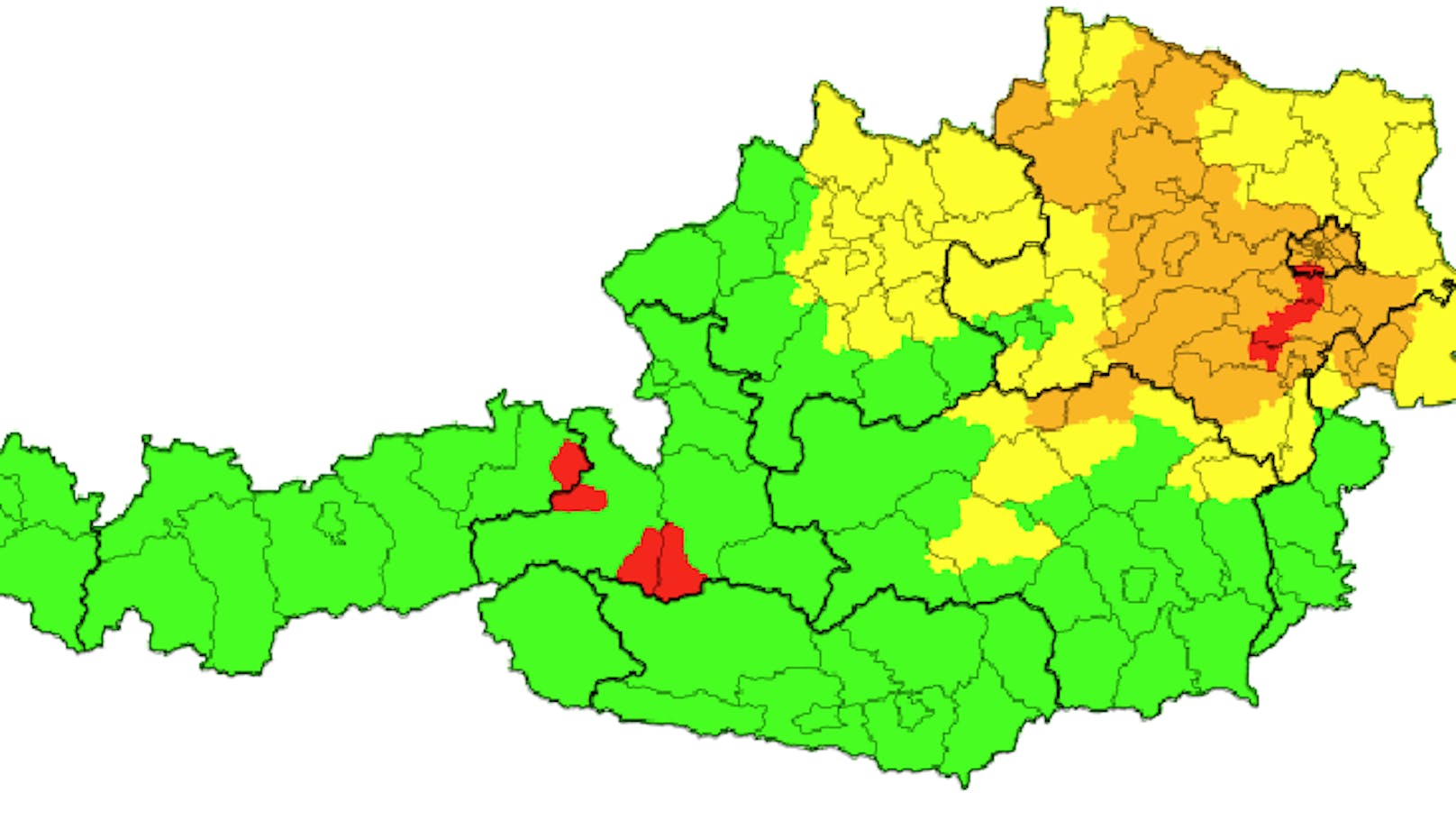 Aktuelle Unwetterkarte für Österreich