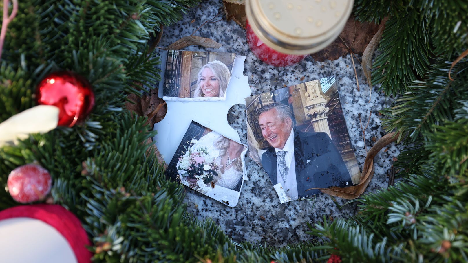 Unbekannte haben Fotos der Lugners zerrissen. 