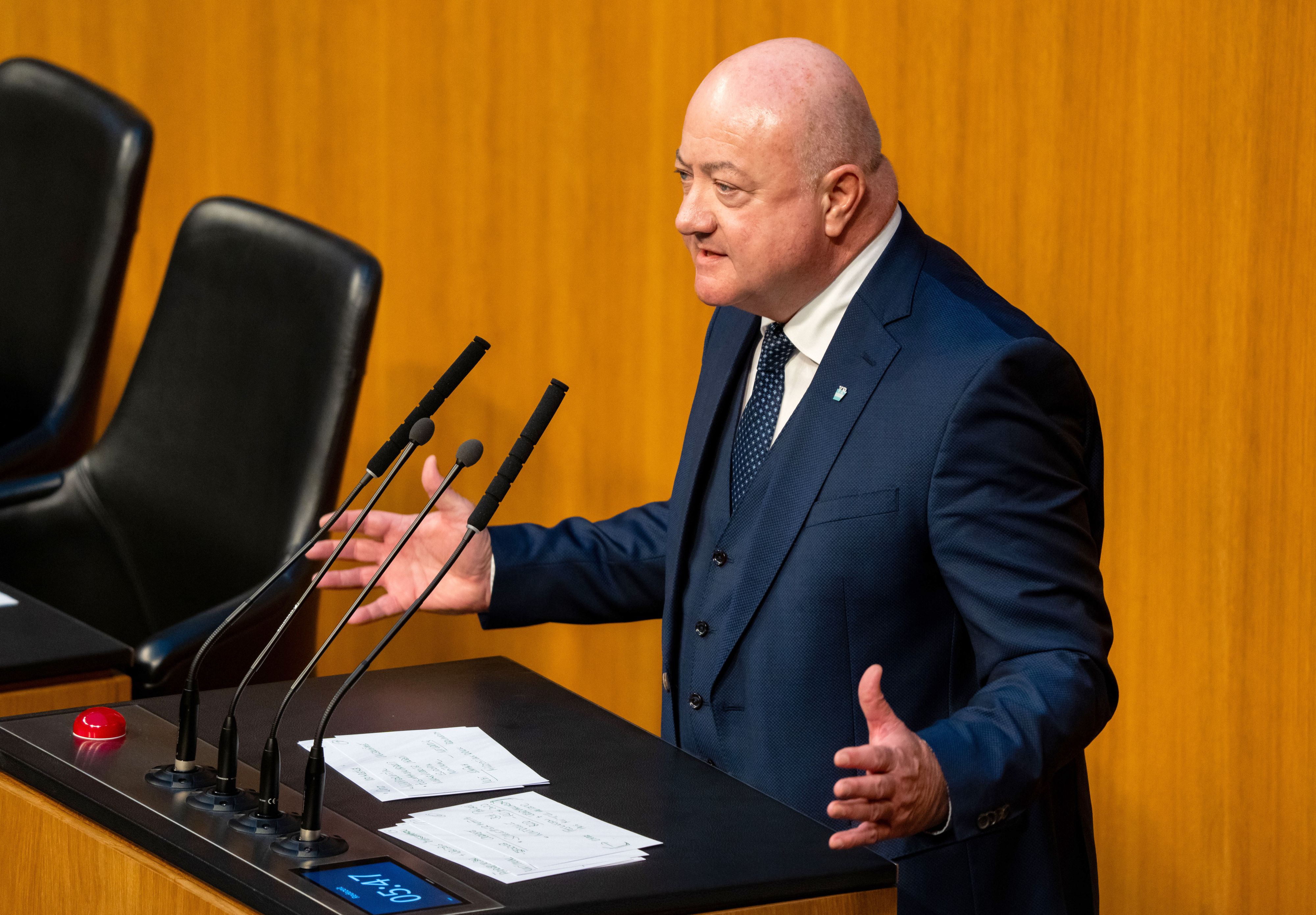 ÖVP-Generalsekretär Christian Stocker während der letzten Sitzung des Nationalrats 2024 am 11. Dezember. 