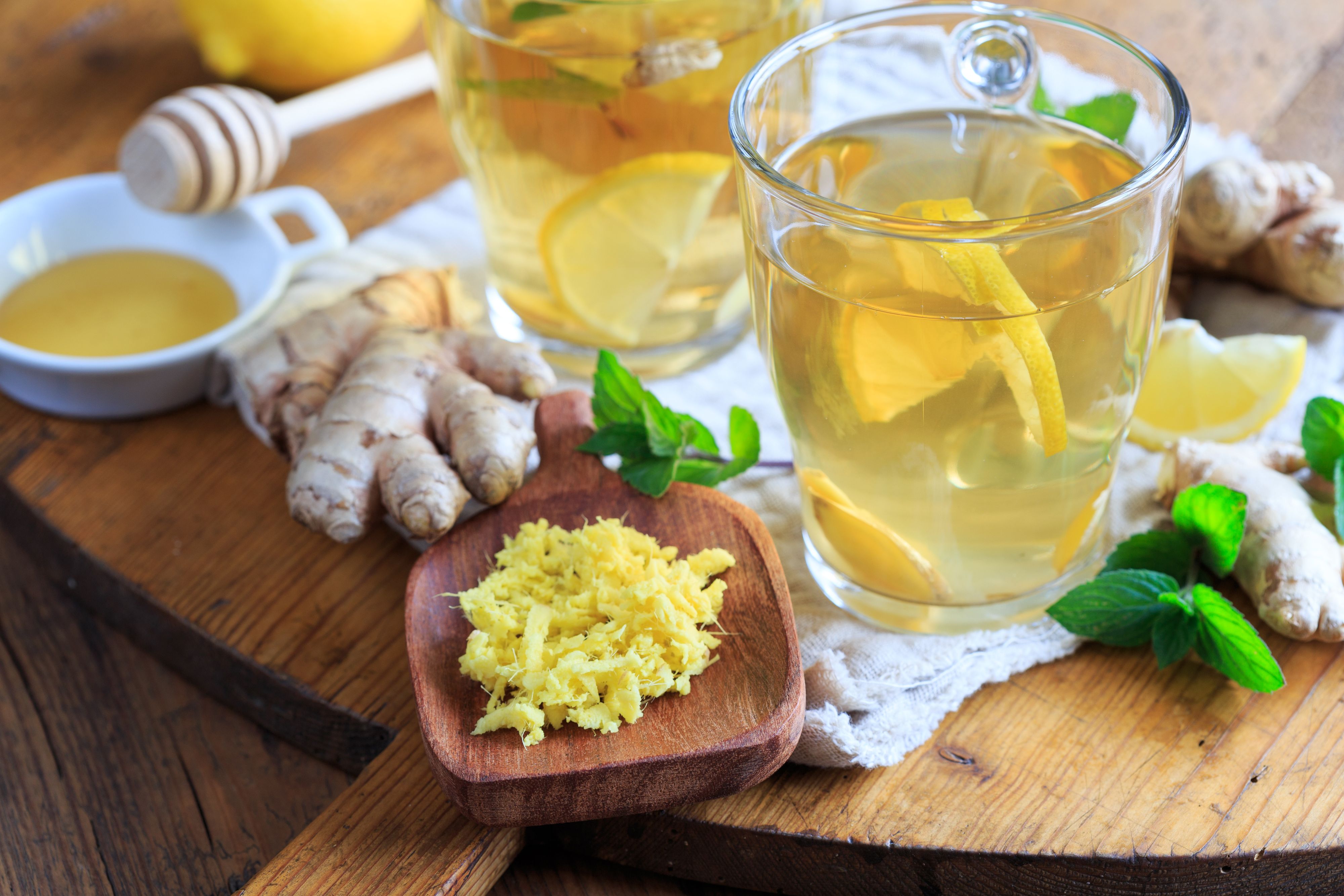 Ginger tea with mint and lemon