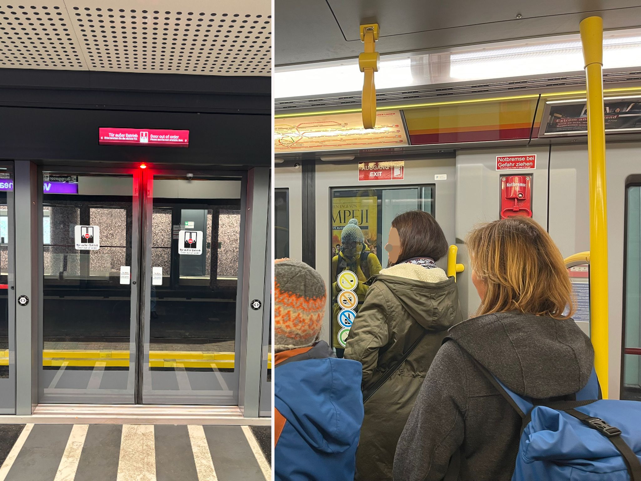 Nach einem falschen Halt blieben die Türen verschlossen – die Fahrgäste mussten warten, bis die U-Bahn rückwärts zur richtigen Position fuhr.
