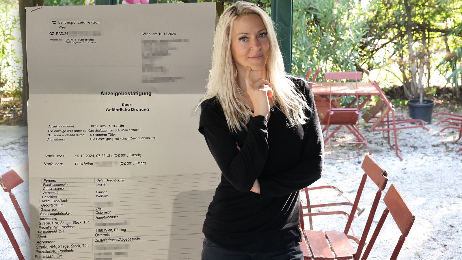 Simone Lugner erstattete mit Anwalt Höllwarth Anzeige.