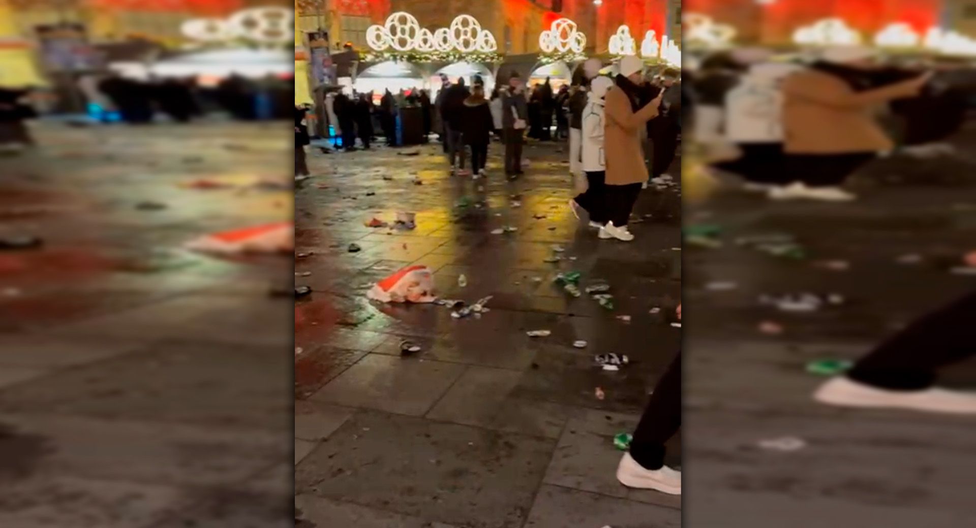 Müll, Bierdosen, Pyro: Am Stephansplatz hinterließen Kopenhagen-Fans jede Menge Mist.