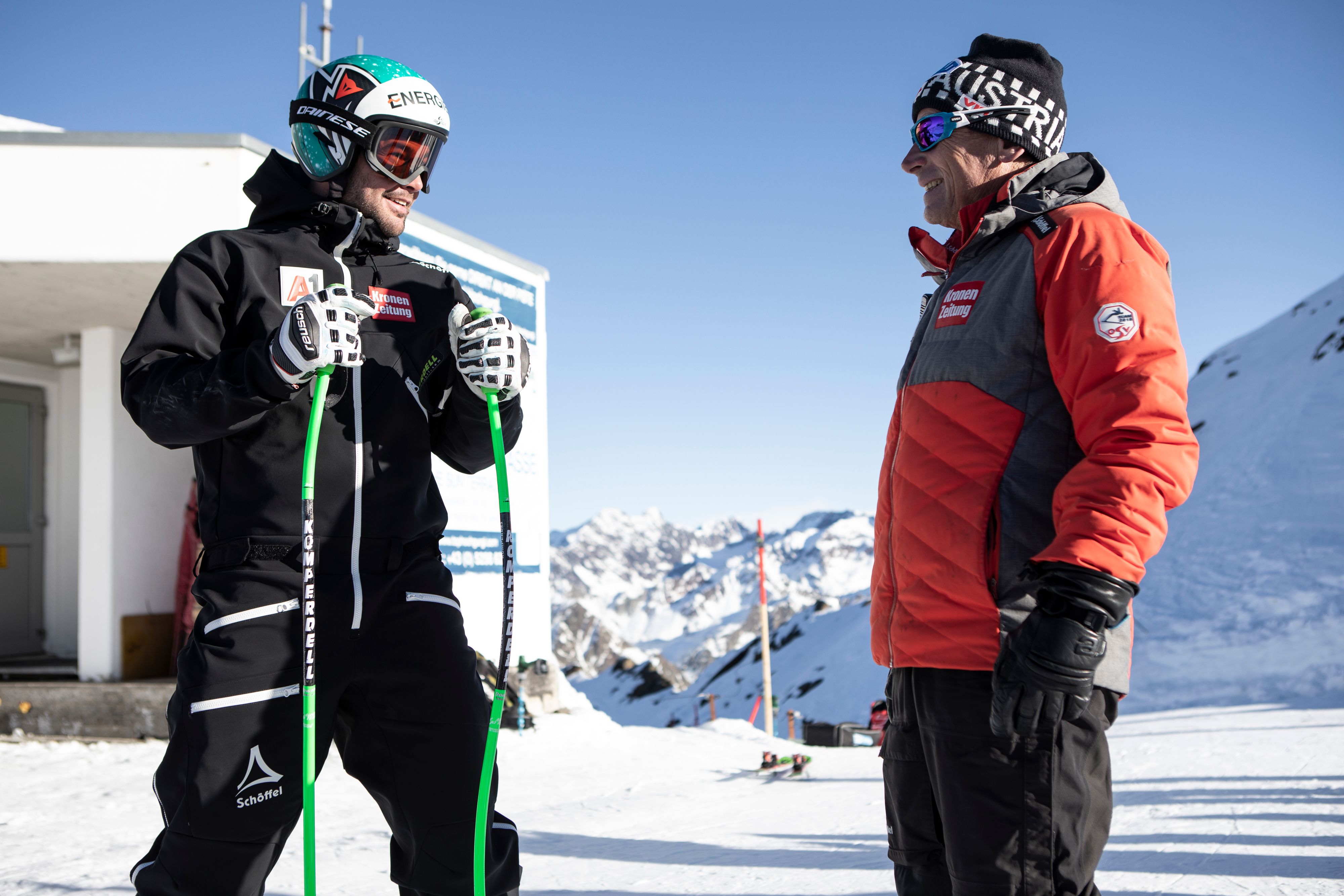Ski-Ass Vincent Kriechmayr und ÖSV-Abfahrts-Trainer Sepp Brunner. 