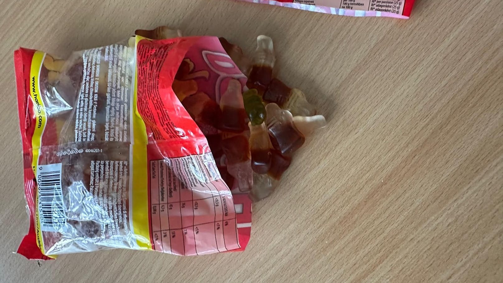 Ärger: Fruchtgummi bei Cola-Flascherl-Packung dabei