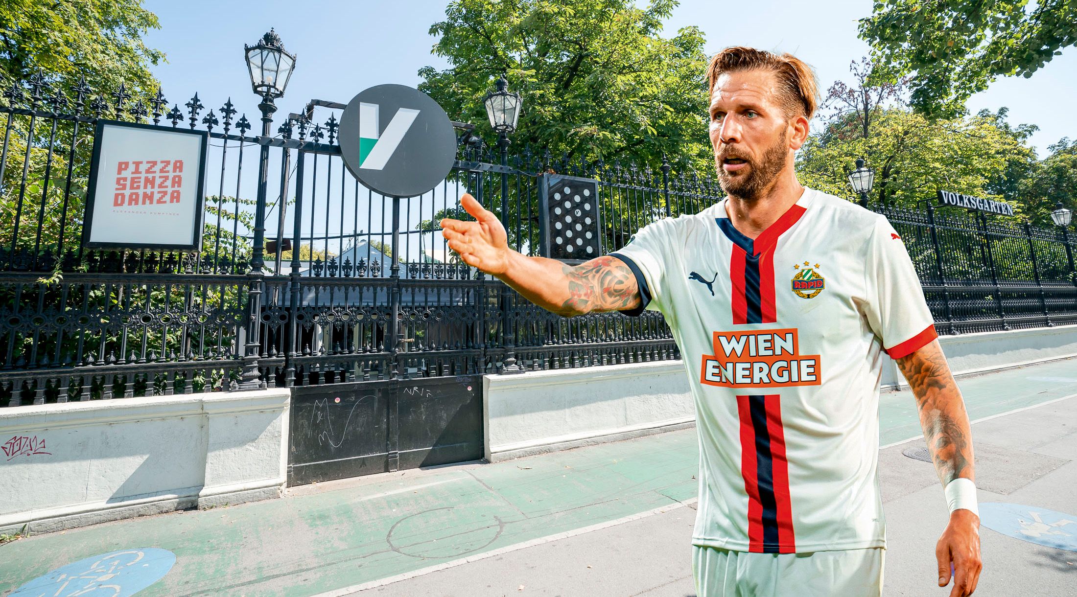 Rapid-Stürmer Guido Burgstaller erlitt einen Schädelbasisbruch nach einem Streit vor dem Lokal Volksgarten am Wiener Heldenplatz.