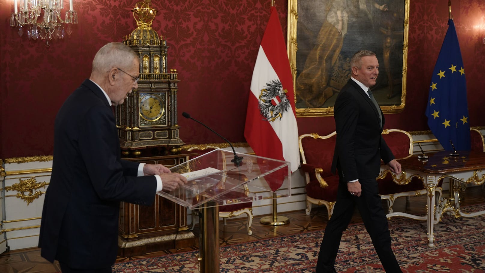 Bundespräsident Alexander Van der Bellen und der neue steirische Landeshauptmann Mario Kunasek (FPÖ).