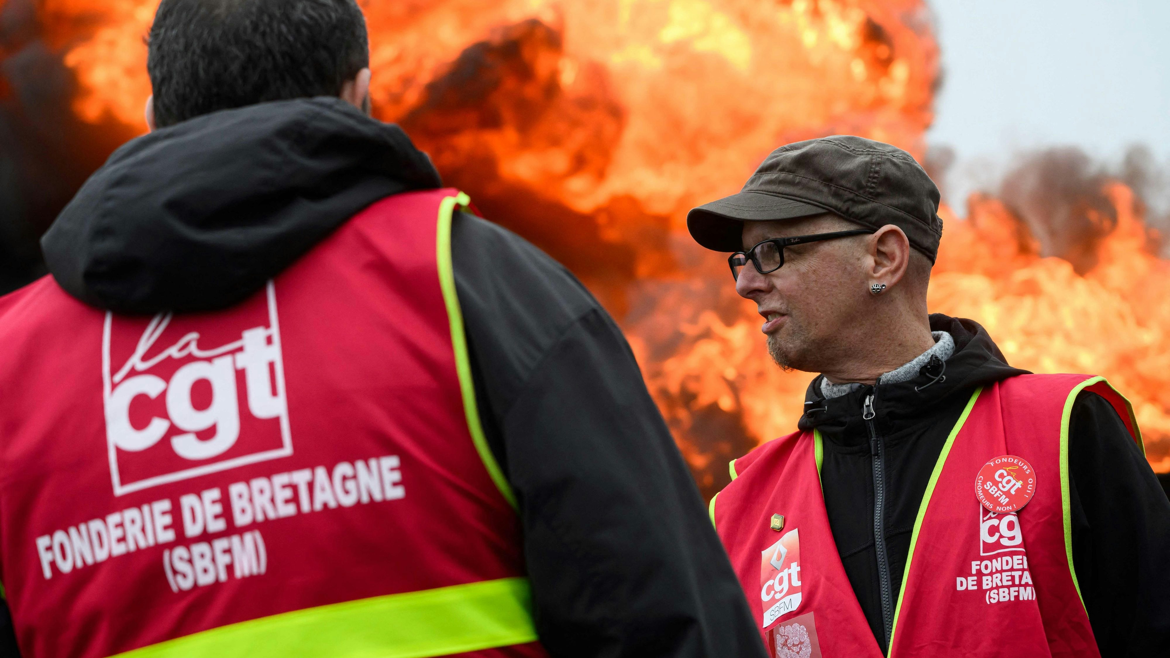 Mitarbeiter der Gießerei „Fonderie de Bretagne“, einer Tochtergesellschaft von Renault, streikten am Mittwoch