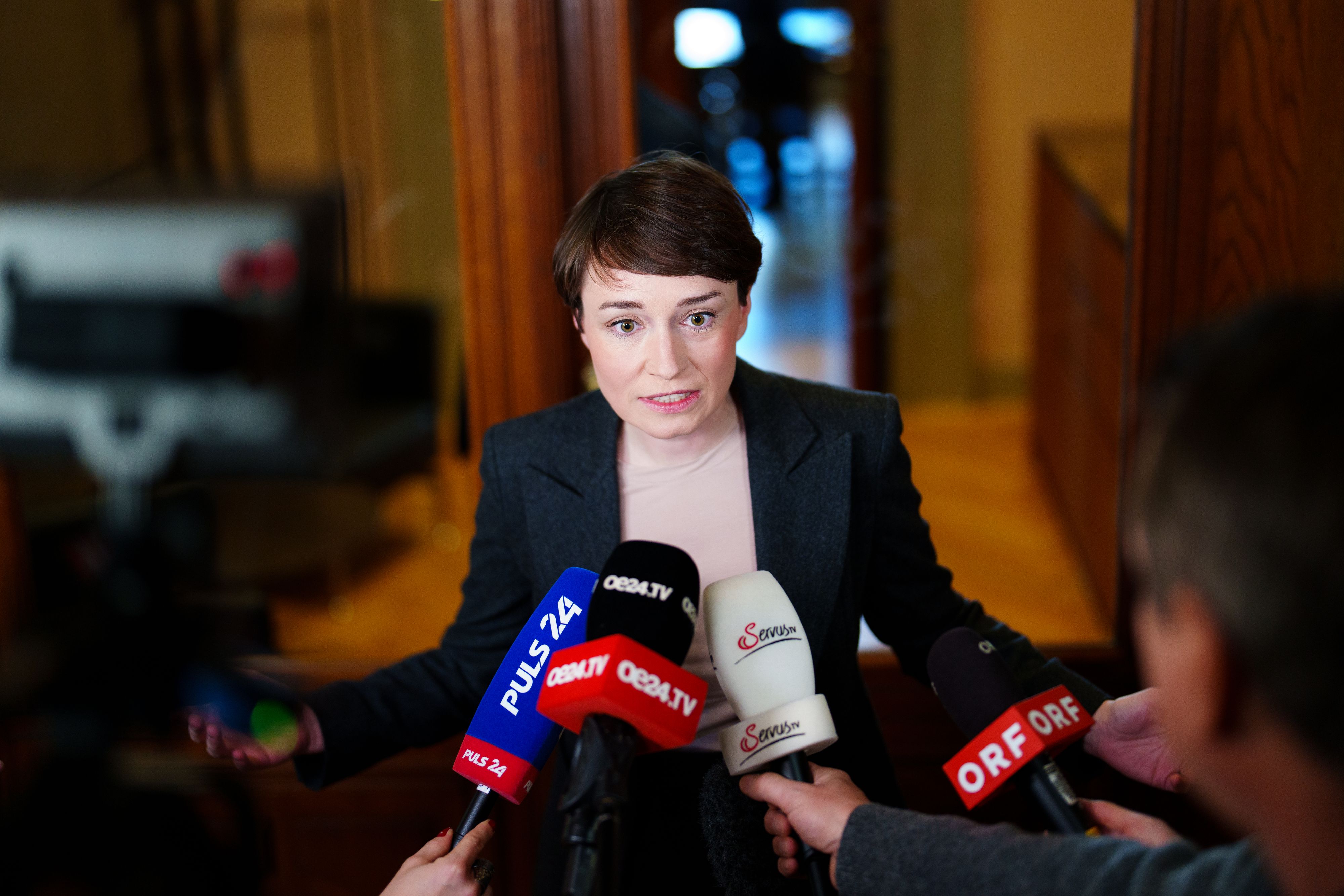 Geschäftsführende Klubobfrau Sigrid Maurer (Grüne) am 14. November 2024 im Nationalrat.