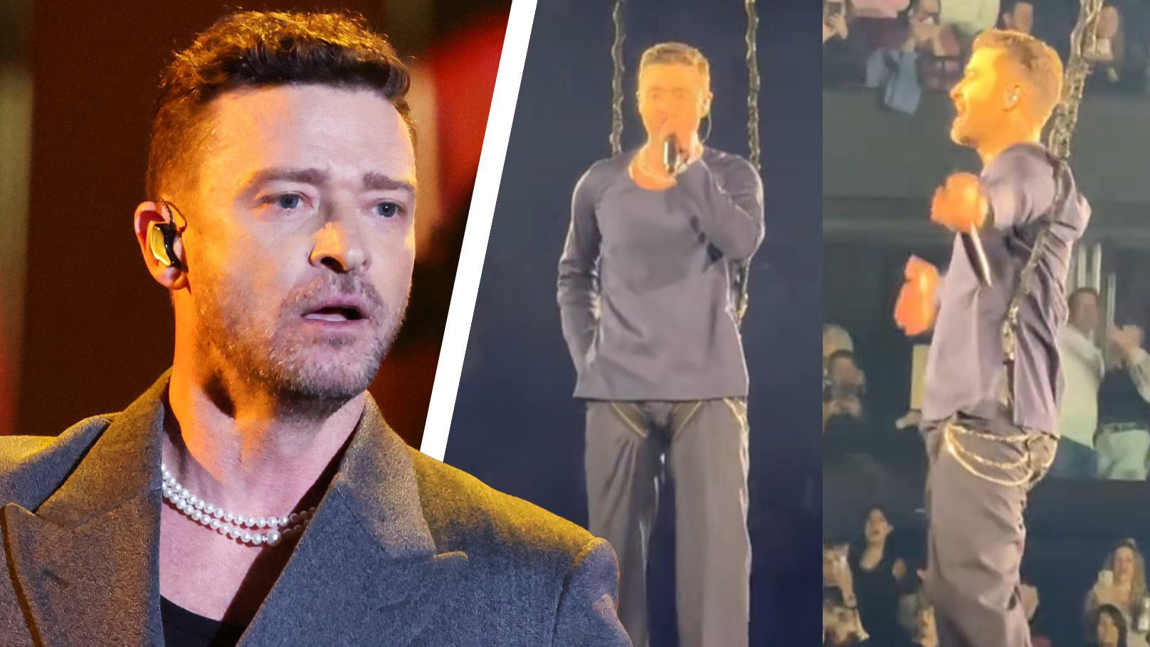 Justin Timberlake fällt mit seinem Schritt auf.