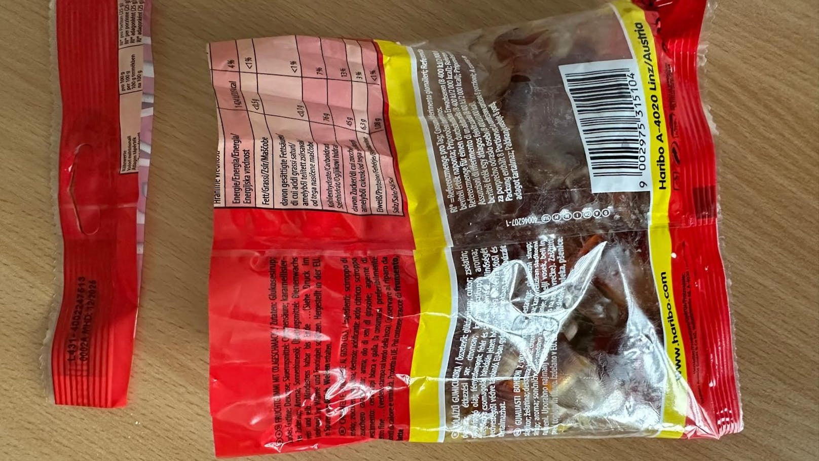 Ärger: Fruchtgummi bei Cola-Flascherl-Packung dabei