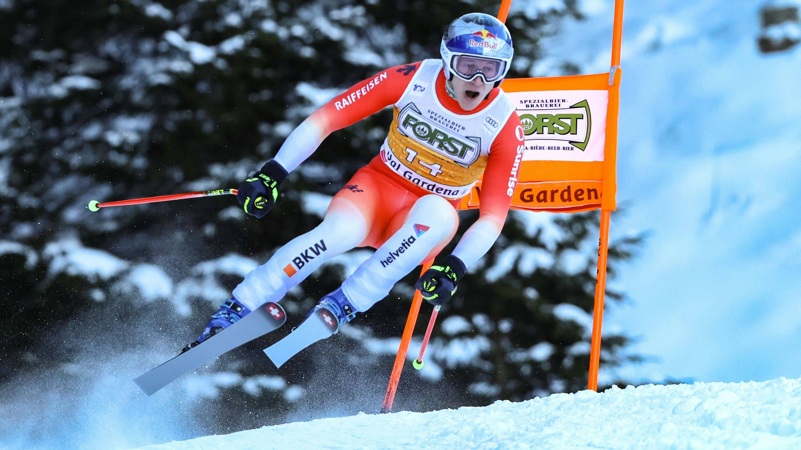 Ski-Ass Marco Odermatt auf der Saslong. 