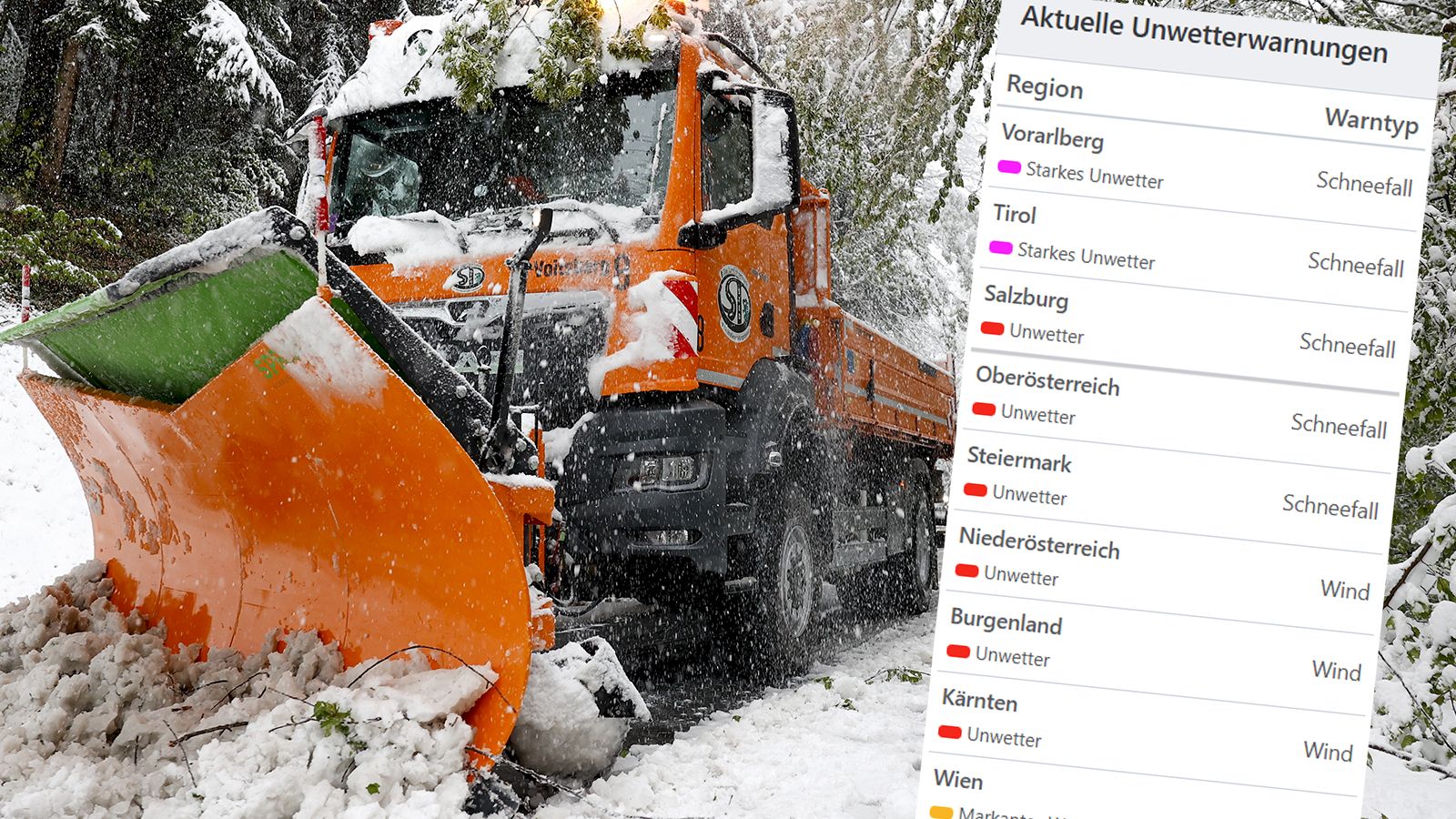 Für mehrere Bundesländer wurde eine erhöhte Schnee-Warnung ausgegeben.