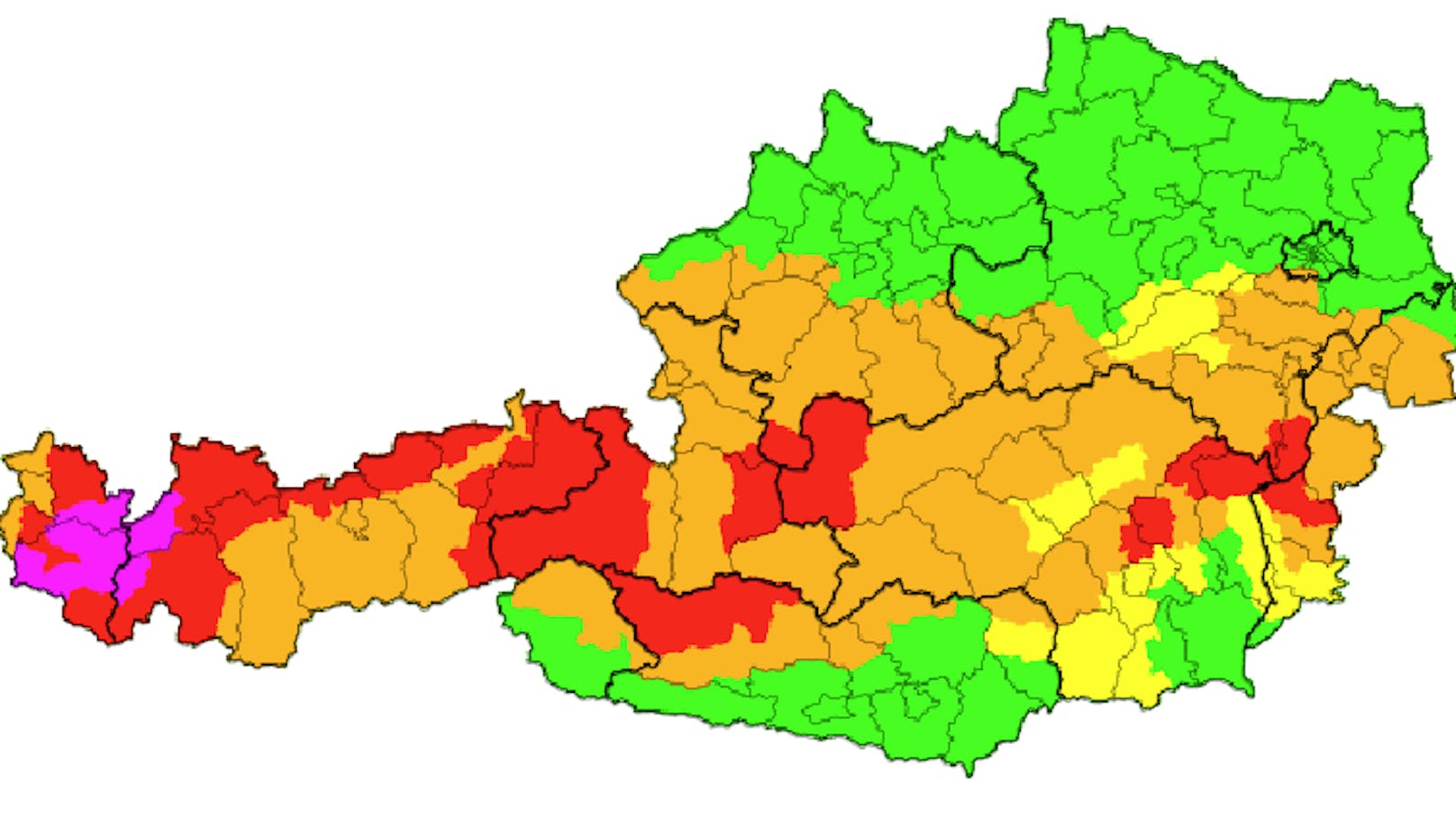 Aktuelle Unwetterwarnungen für Österreich