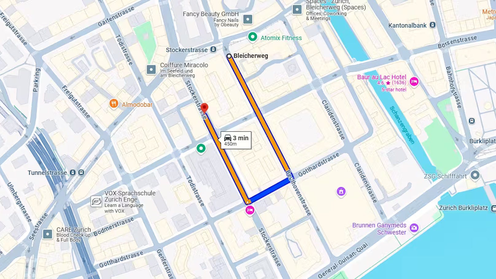 Die kürzeste Uber-Fahrt 2024 in der Schweiz hätte lediglich drei Minuten zu Fuss in Anspruch genommen.