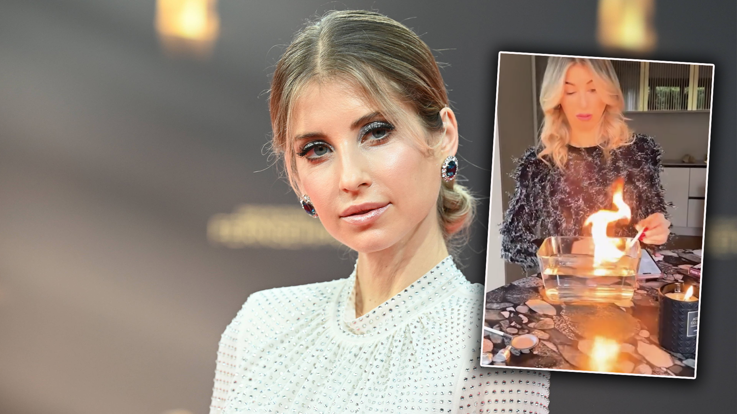 Hoppla! Dass Zinngießen so gefährlich werden kann, damit hätte Cathy Hummels wohl nicht gerechnet.