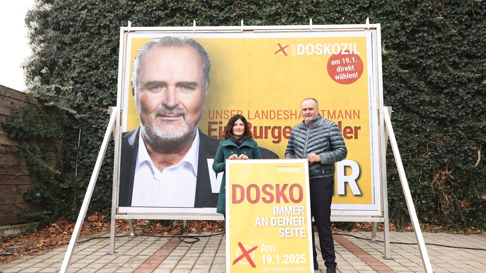 Landeshauptmann Hans Peter Doskozil präsentierte am Donnerstag seine neuen Plakate.