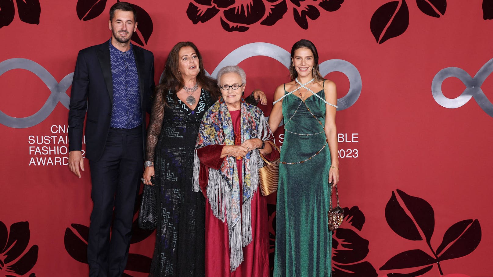 Ottavio Missoni Jr., Angela Missoni, Rosita Missoni, Margherita Missoni bei den CNMI Sustainable Fashion Awards 2023 in Mailand.