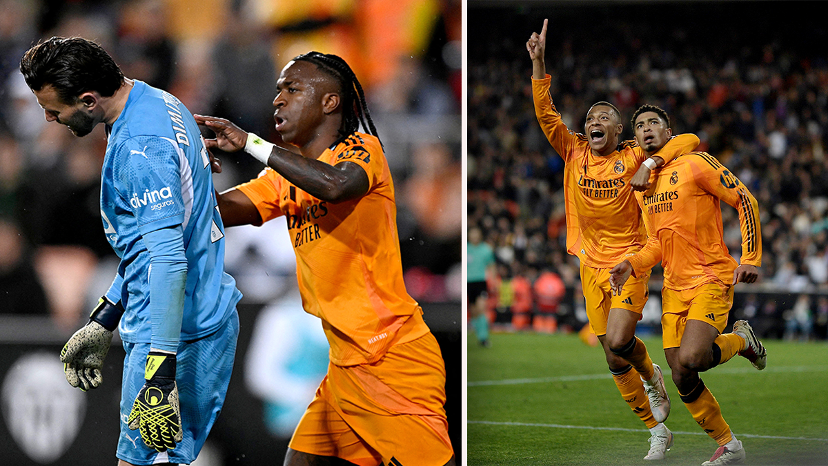 Vinicius Junior sieht für eine Tätlichkeit die rote Karte, Real Madrid siegt trotzdem. 