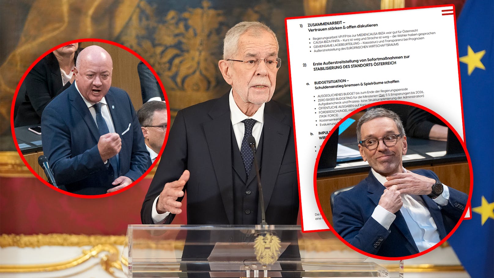 07.01.2025: Blau-schwarze Regierung – das kommt auf Österreich zu! FPÖ-Chef Kickl wird Verhandlungen mit der ÖVP starten. "Heute" zeigt, was Kickl auf der Agenda hat, von Asyl bis Jobmarkt. Und wie die ÖVP dazu steht.<a data-li-document-ref="120081637" href="https://www.heute.at/s/harakiri-piste-treibt-wintersportler-zur-verzweiflung-120081637"></a>