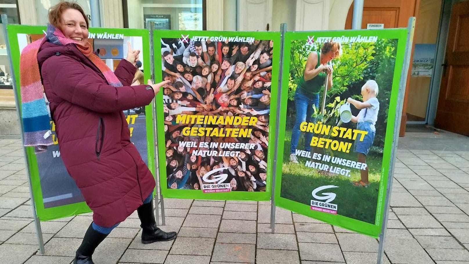 Grüne Wahlplakate in Wiener Neustadt