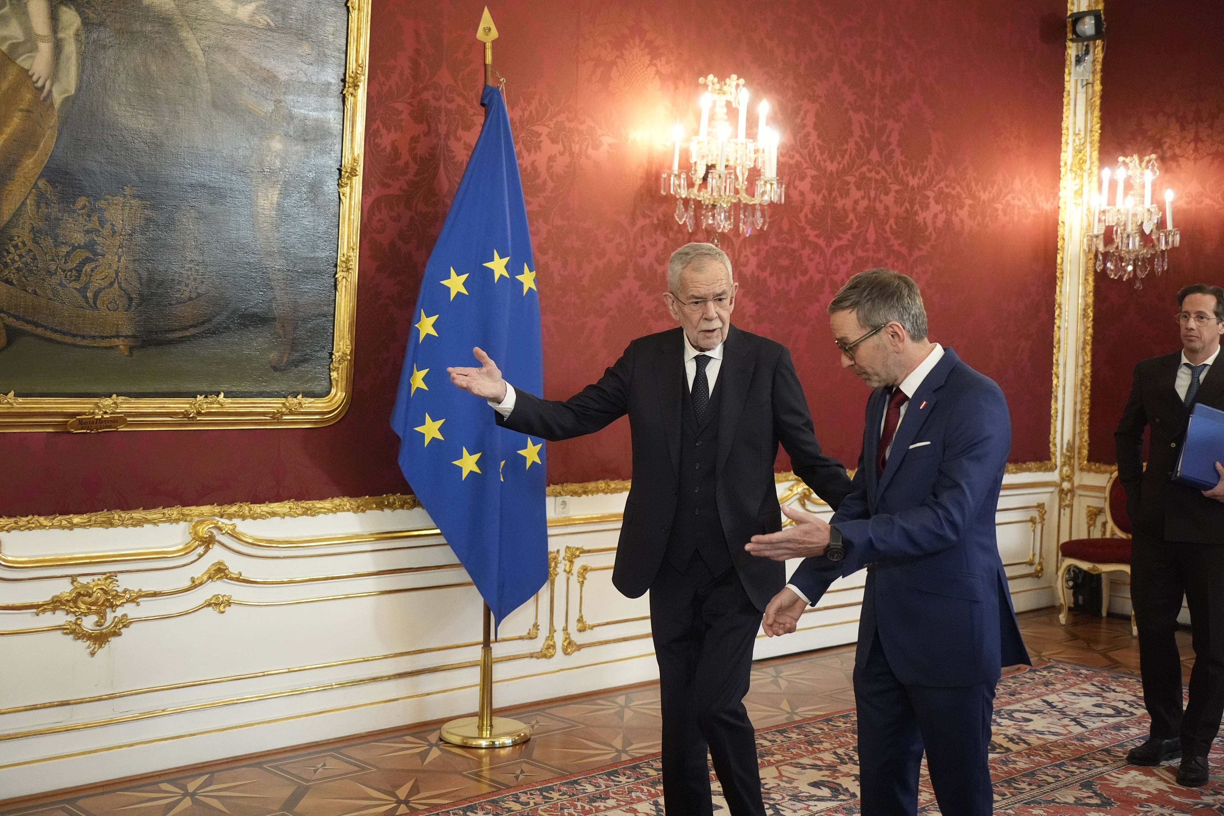 Bundespräsident Alexander Van der Bellen und FPÖ-Chef Herbert Kickl vor dem gemeinsamen Gespräch.