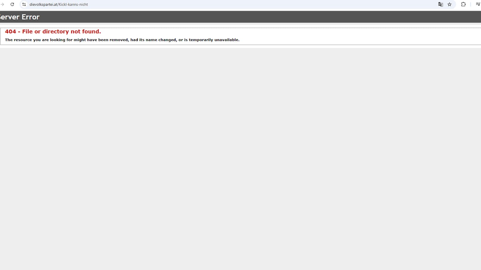 Will man die "Kickl kann's nicht"-Webseite besuchen, taucht diese Meldung auf.