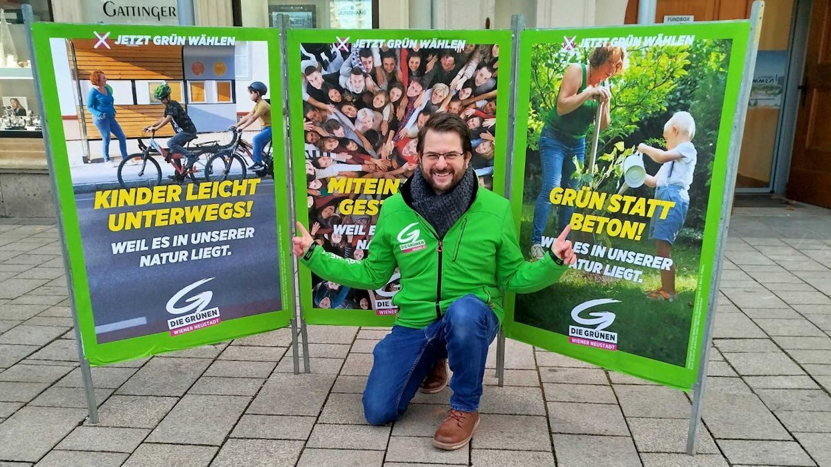 Grüne Wahlplakate in Wiener Neustadt