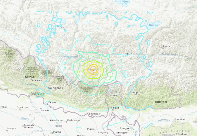 Das Erdbeben der Stärke 6,8 ereignete sich in Tibet.
