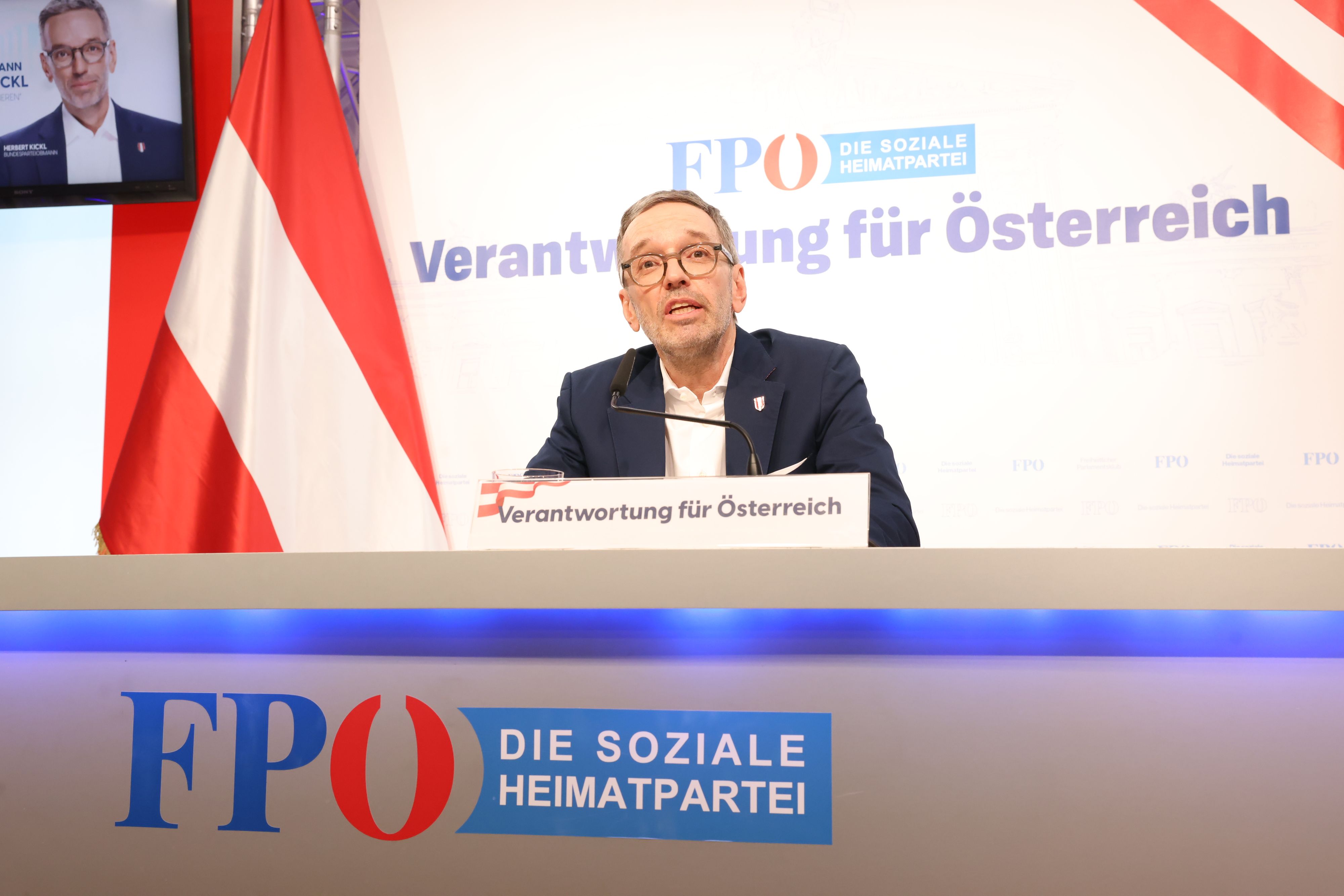 FPÖ-Chef Herbert Kickl bei der Pressekonferenz am Dienstag.