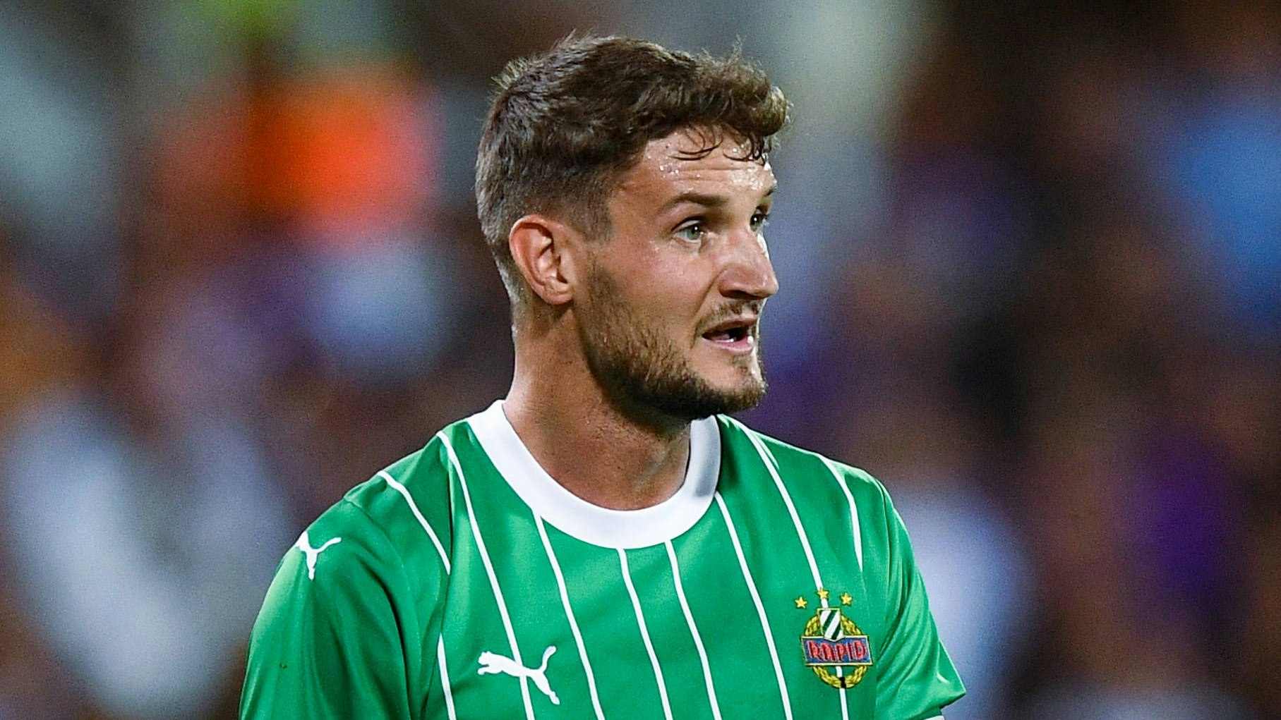 Fiorentina v SK Rapid Wien - Conference League: Play-Off Maximilian Hofmann of SK Rapid Wien looks on during the UEFA Conference League Play-Off leg two match between ACF Fiorentina and SK Rapid Wien at Stadio Artemio Franchi on August 31, 2023 in Florence, Italy. Florence Stadio Artemio Franchi Florence Italy Copyright: xGiuseppexMaffiax ConferencePlayoff_Fiorentina_RapidWien_GM_31082023_7681