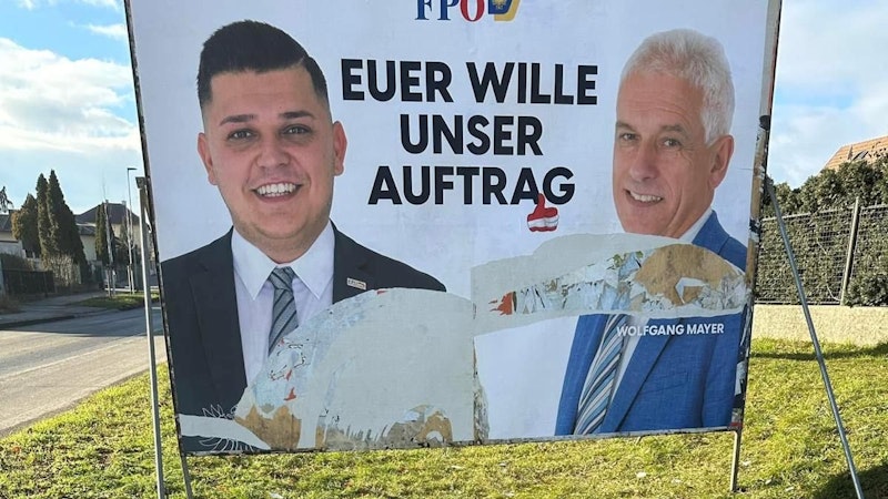 Zerstörte Wahlplakate der FPÖ in Niederösterreich