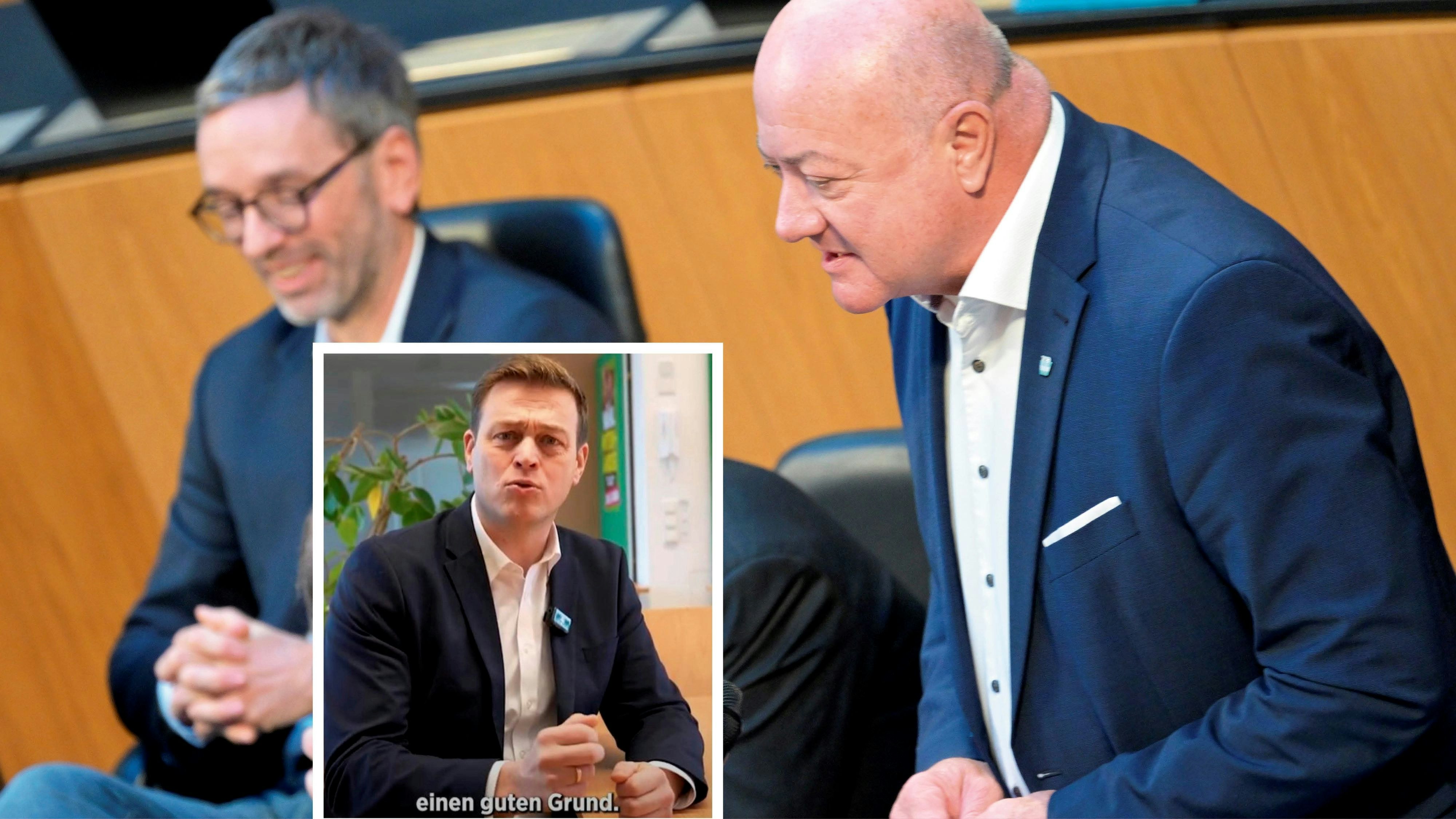 VP-Chef Christian Stocker (rechts) schließt Gespräche mit Herbert Kickl (links) nicht aus. Stefan Kaineder (Grüne) will noch nicht aufgeben.