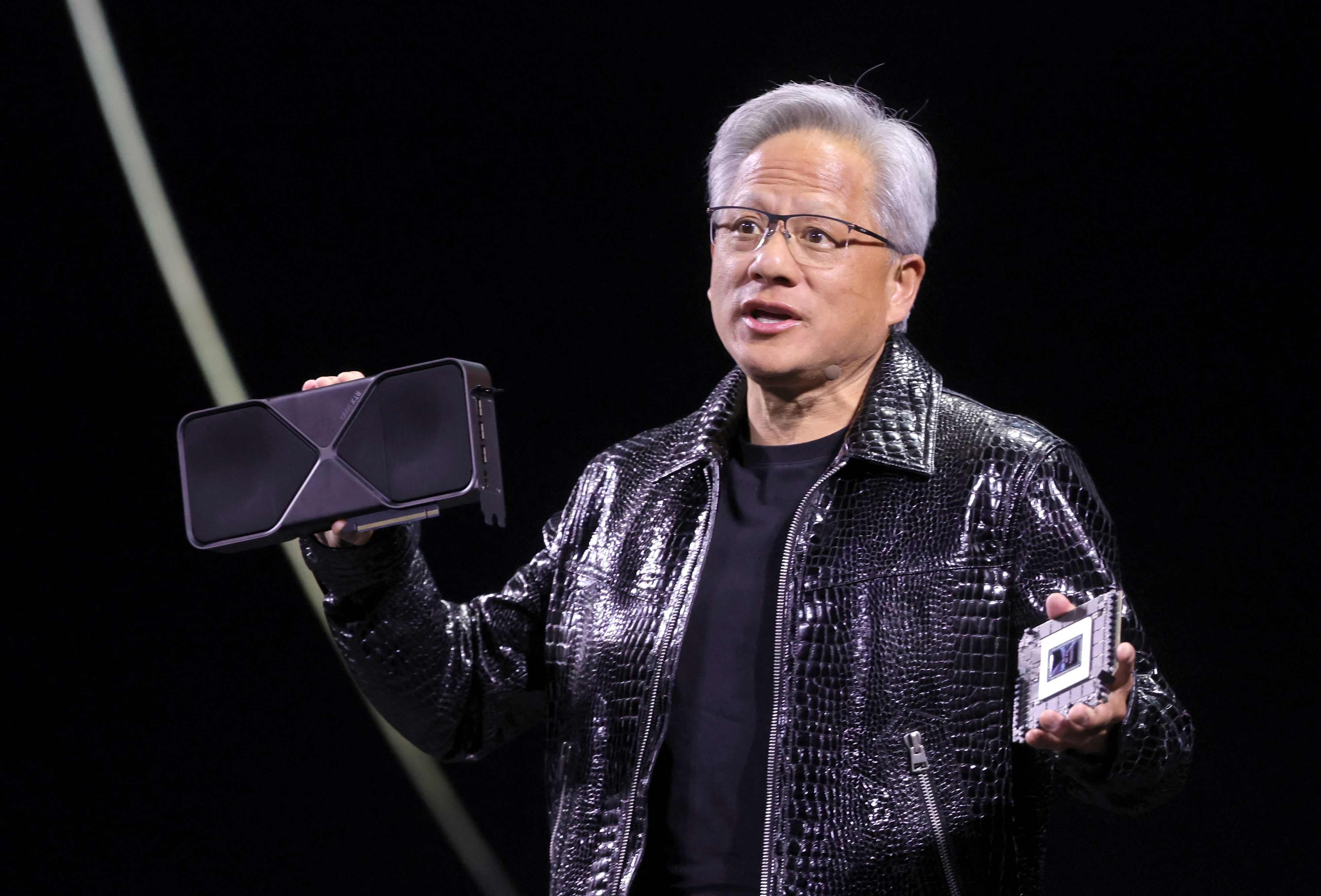 Chips von Nvidia sind zur Schlüsseltechnik für das boomende Geschäft mit künstlicher Intelligenz geworden. (im Bild: Nvidia-CEO Jen-Hsun Huang)