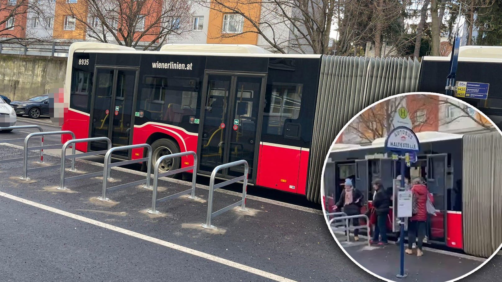 Wiener empört! Leere Radständer versperren Bus-Einstieg