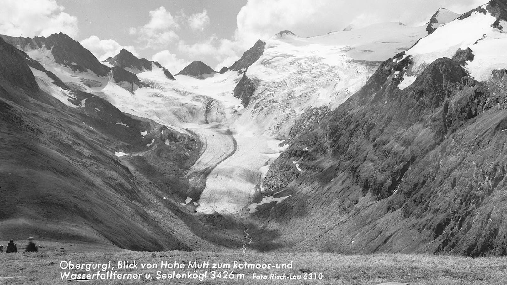 Damals stürzte ein Deutscher in eine Gletscherspalte, galt seither als vermisst. Im Bild: Rotmoos- und Wasserfallferner 1959