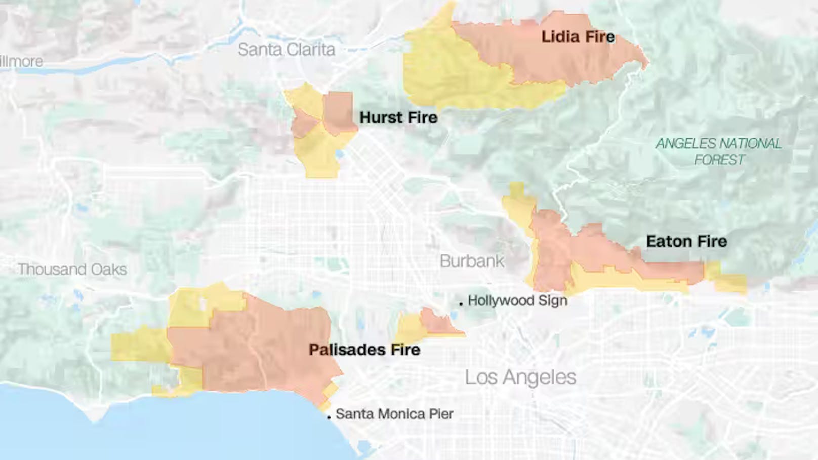 Diese Feuer bedrohen die Millionenstadt Los Angeles.