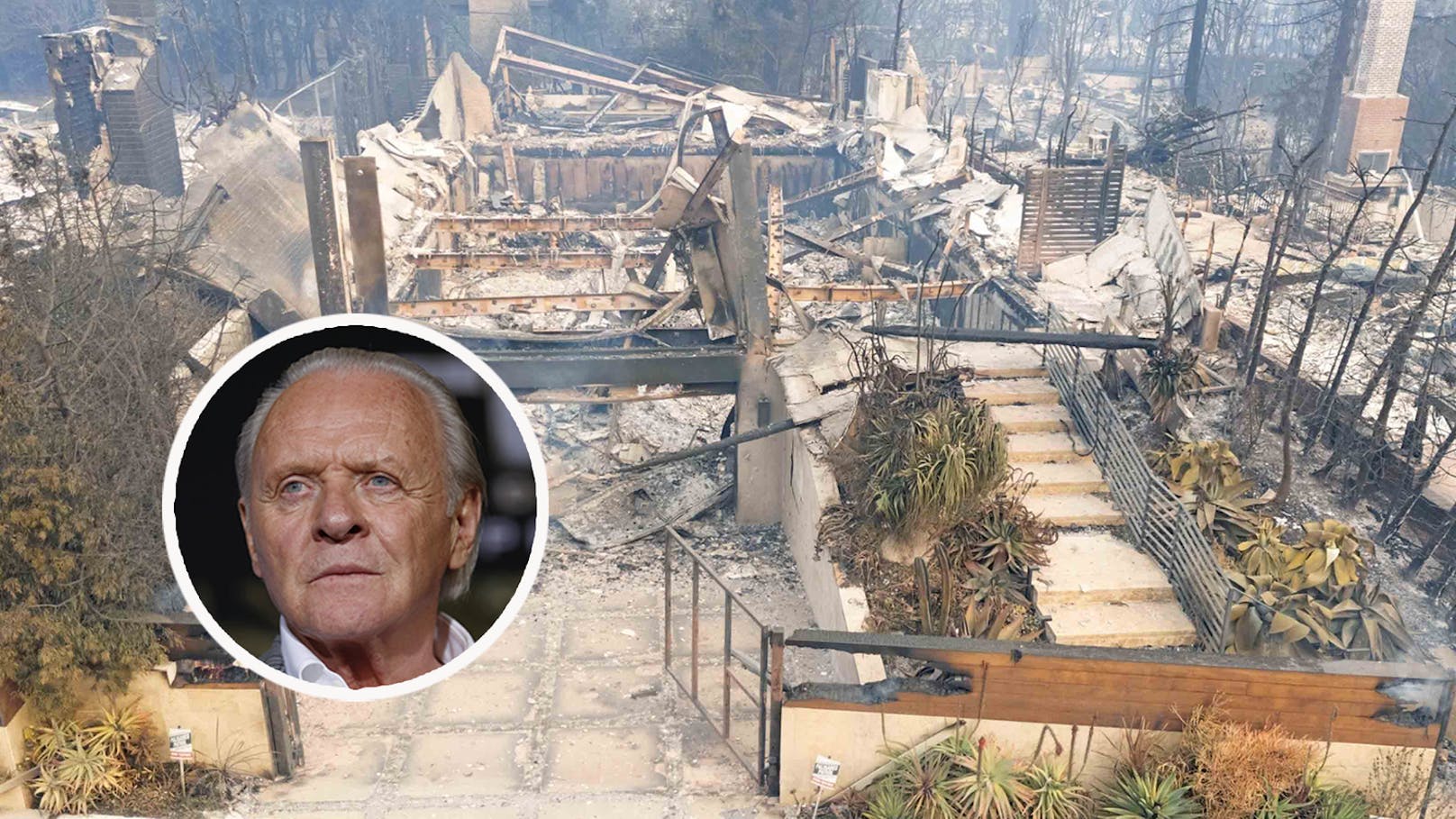 Anthony Hopkins Villa nach dem Brand.