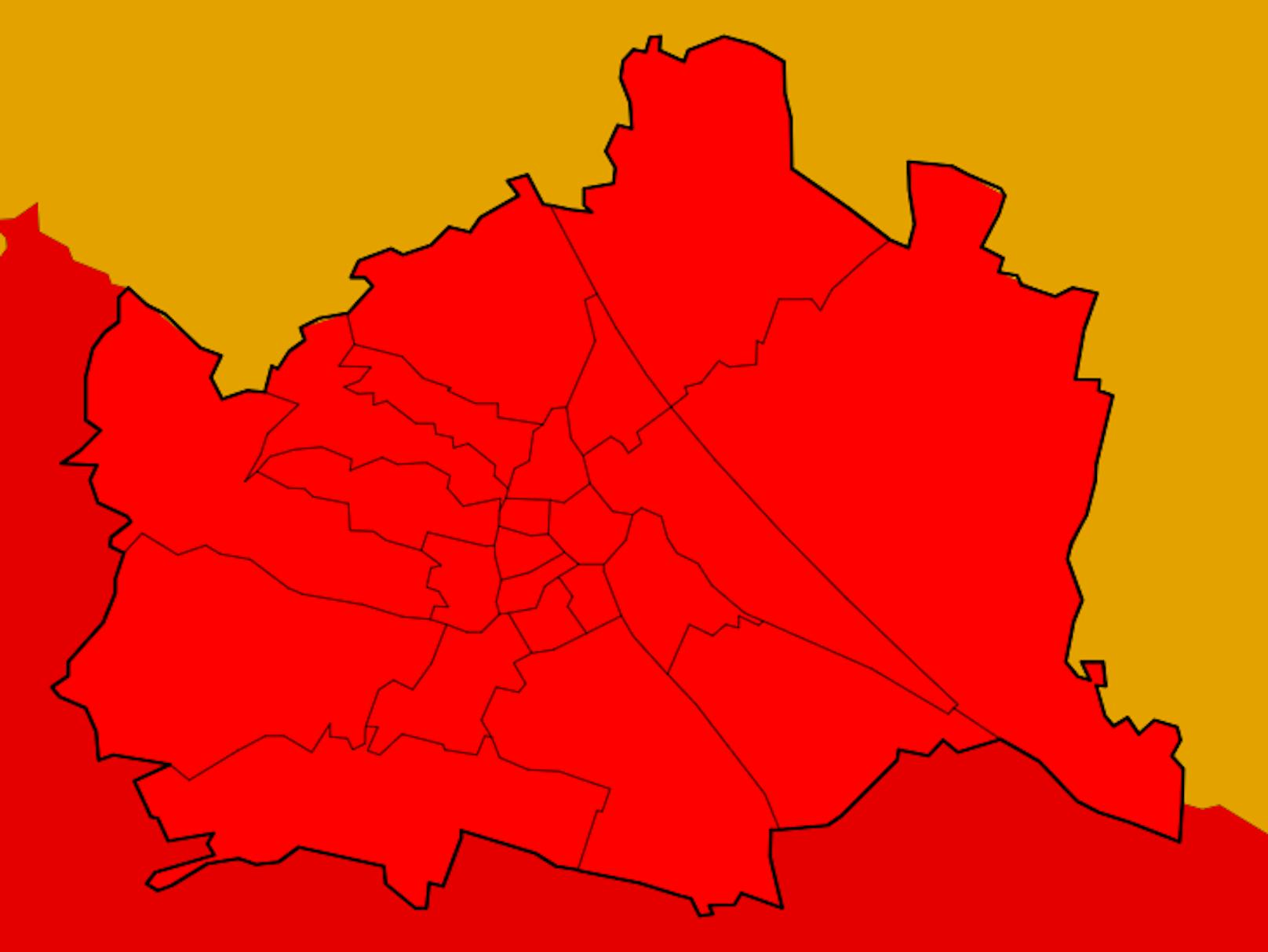 In ganz Wien gilt Warnstufe Rot. Die Warnung gilt bis Freitagfrüh