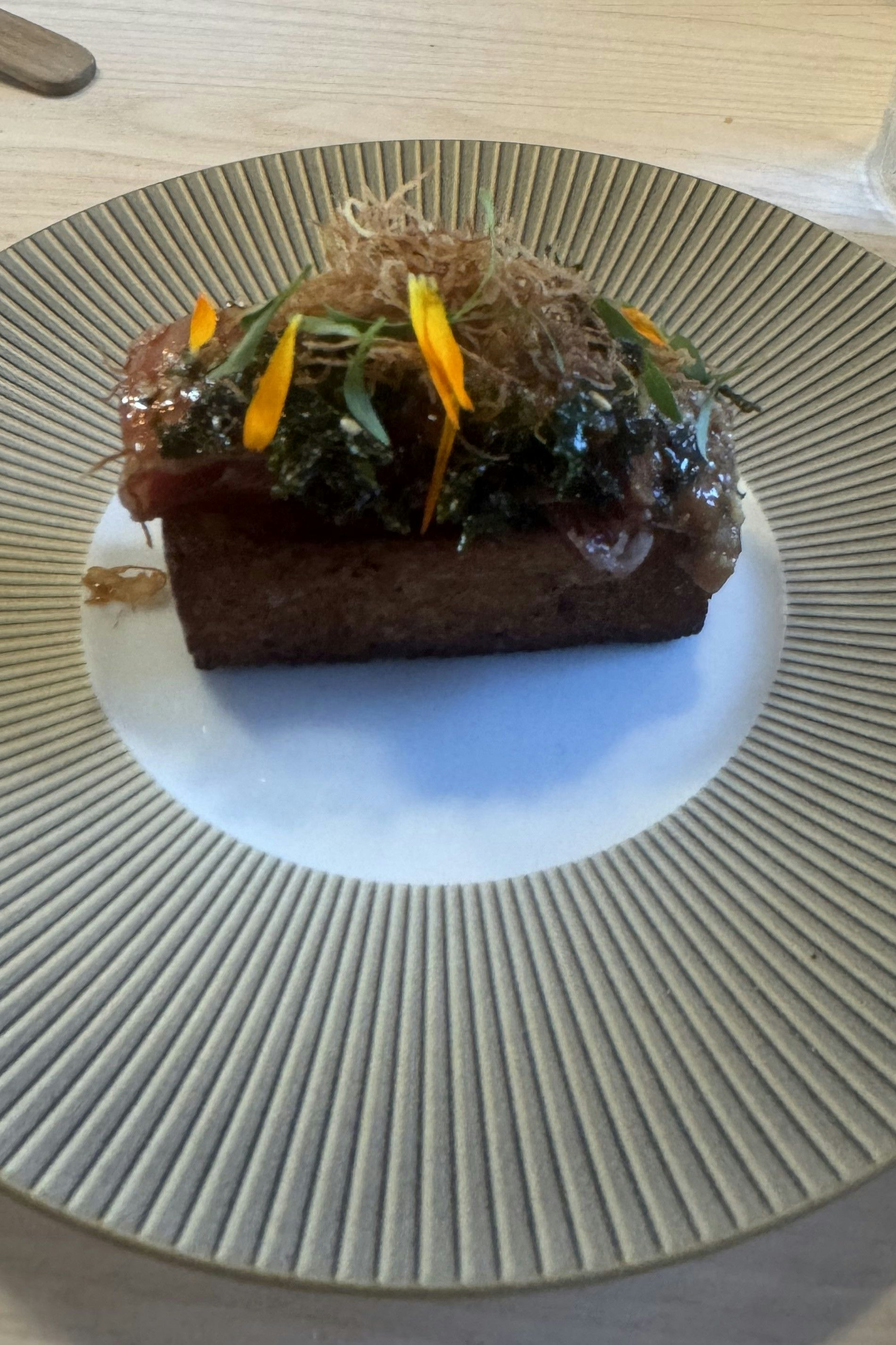 "Kagoshima Beef A5" – Ingwer x Bellota Schinken x French Toast x Nori