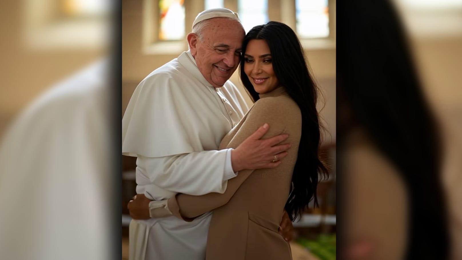 Diese "Promi-Pärchen" hat wohl niemand kommen sehen. Es handelt sich allerdings um KI: Papst Franziskus und Kim Kardashian