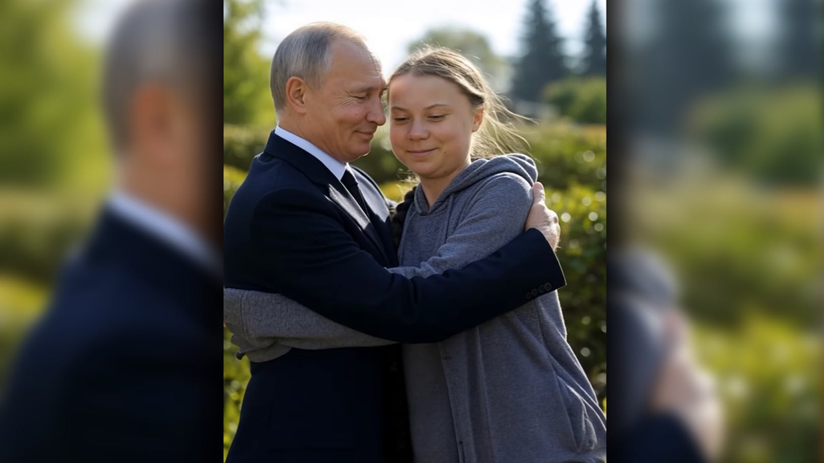 Diese "Promi-Pärchen" hat wohl niemand kommen sehen. Es handelt sich allerdings um KI: Wladimir Putin und Greta Thunberg