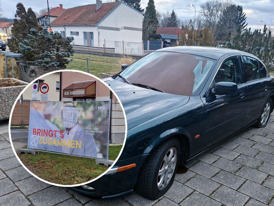 Das Auto von Bürgermeister Christoph Artner wurde mit Farbe überschüttet.