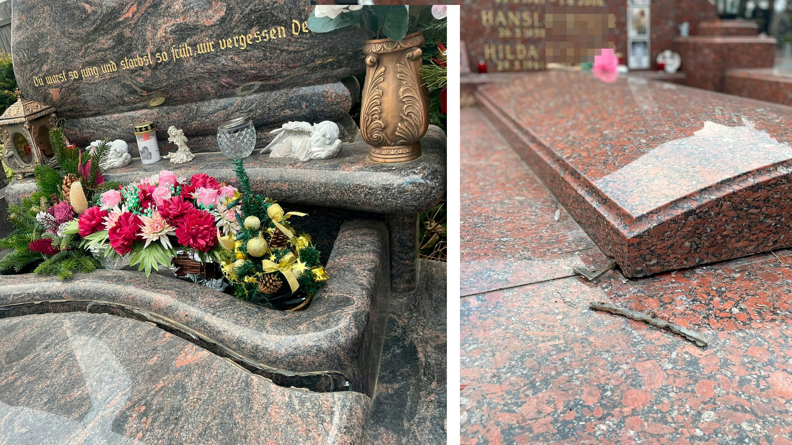 Geschändeten Gräber – beschädigten Fugen verraten die Täter.